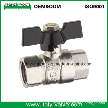 Quality Nickel Plated Brass Butterfly Ball Valve (AV10057)